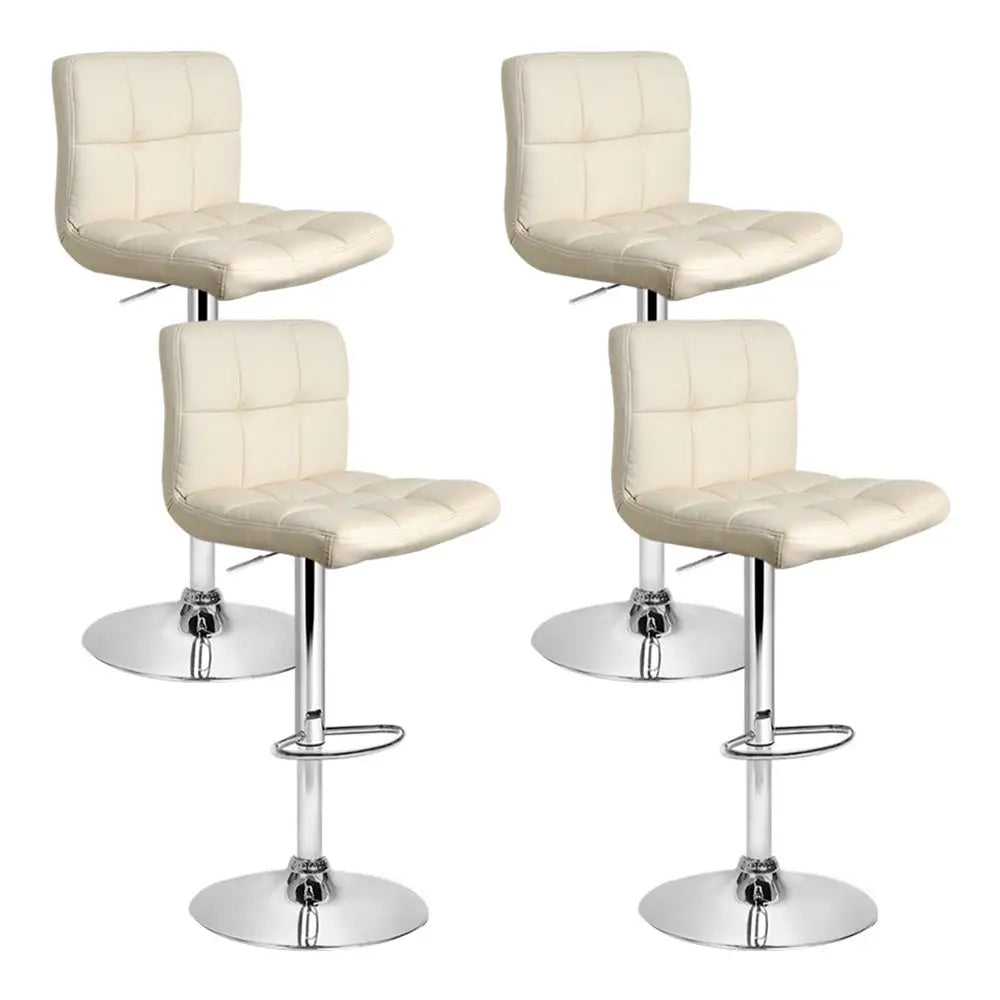 Artiss 4x Bar Stools Leather Gas Lift Beige - Furniture > Bar Stools & Chairs