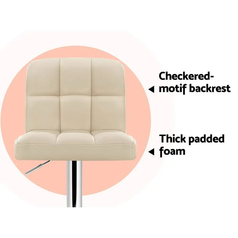 Artiss 4x Bar Stools Leather Gas Lift Beige - Furniture > Bar Stools & Chairs
