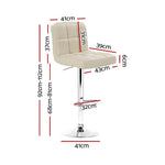 Artiss 4x Bar Stools Leather Gas Lift Beige - Furniture > Bar Stools & Chairs