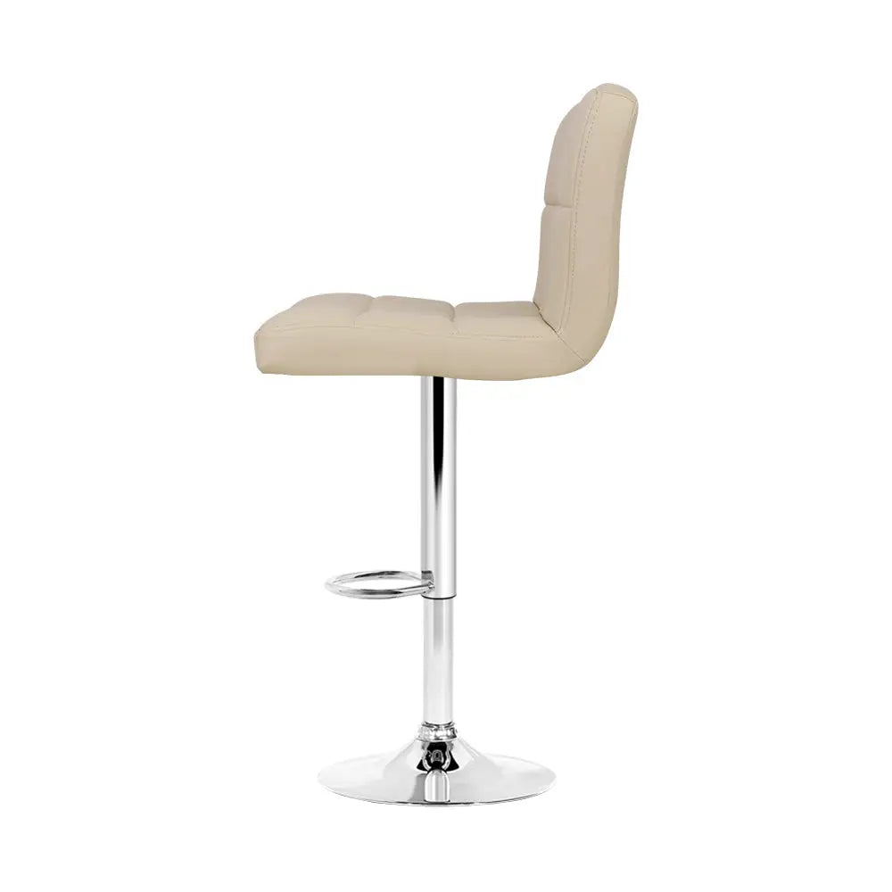 Artiss 4x Bar Stools Leather Gas Lift Beige - Furniture > Bar Stools & Chairs