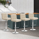 Artiss 4x Bar Stools Leather Gas Lift Beige - Furniture > Bar Stools & Chairs