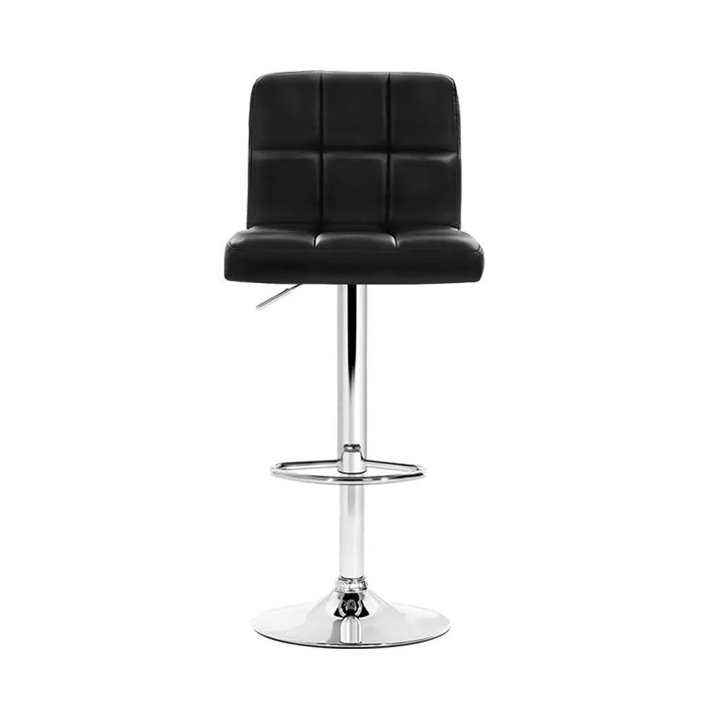 Artiss 4x Bar Stools Leather Gas Lift Black - Furniture > Bar Stools & Chairs