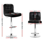 Artiss 4x Bar Stools Leather Gas Lift Black - Furniture > Bar Stools & Chairs