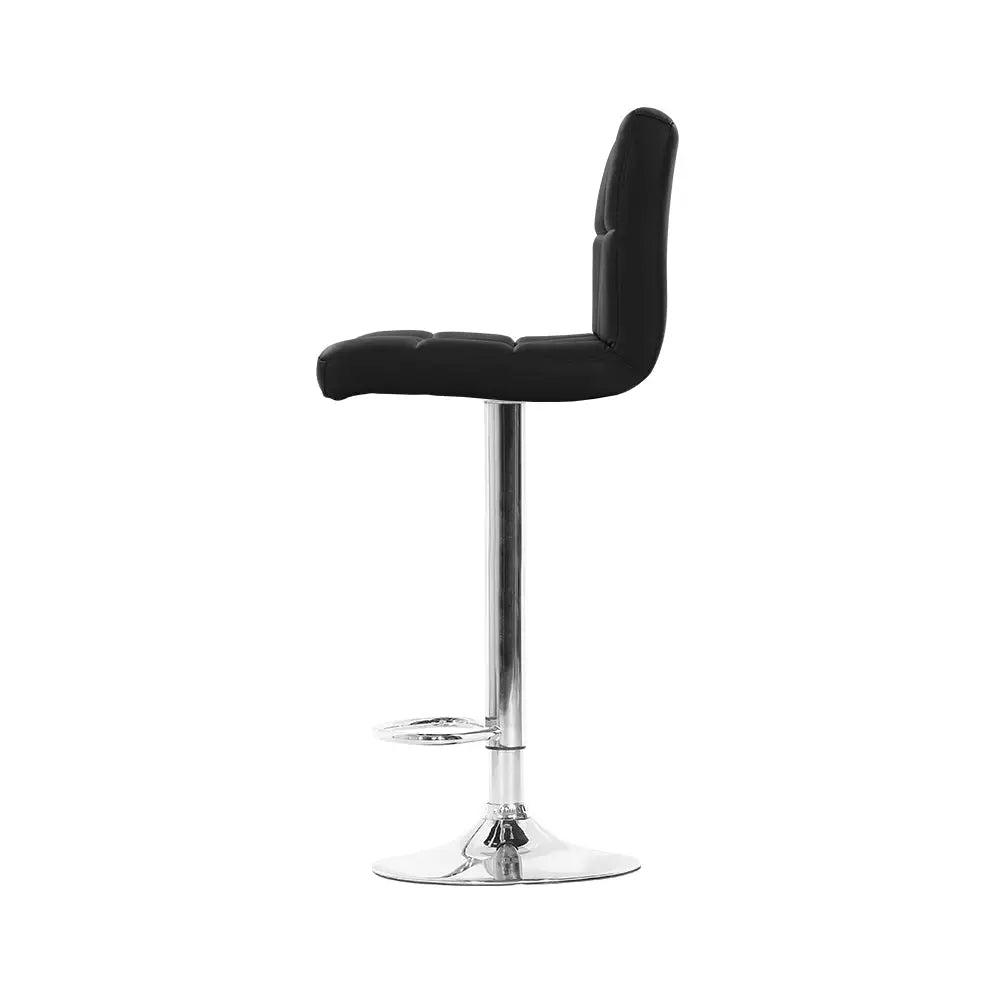 Artiss 4x Bar Stools Leather Gas Lift Black - Furniture > Bar Stools & Chairs