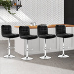 Artiss 4x Bar Stools Leather Gas Lift Black - Furniture > Bar Stools & Chairs