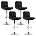 Artiss 4x Bar Stools Leather Gas Lift Black - Furniture > Bar Stools & Chairs
