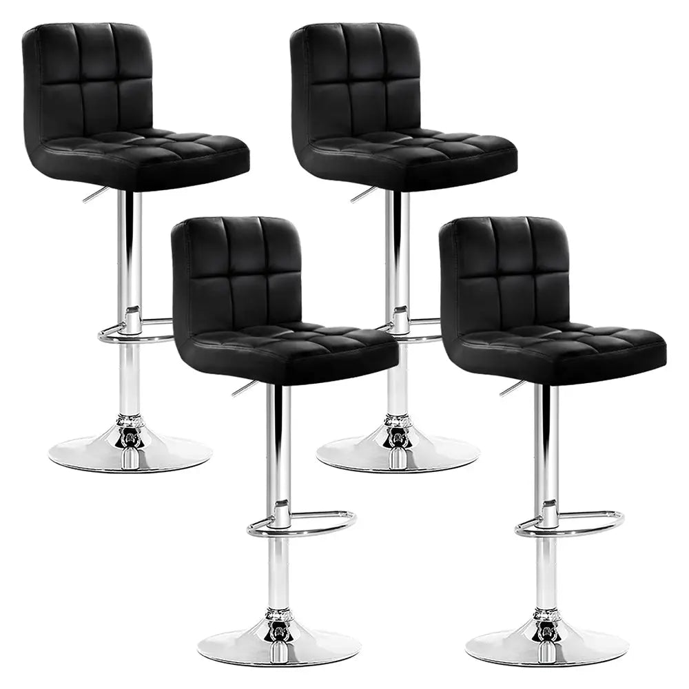Artiss 4x Bar Stools Leather Gas Lift Black - Furniture > Bar Stools & Chairs