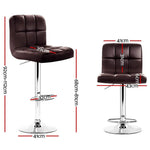 Artiss 4x Bar Stools Leather Gas Lift Brown - Furniture > Bar Stools & Chairs