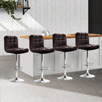 Artiss 4x Bar Stools Leather Gas Lift Brown - Furniture > Bar Stools & Chairs