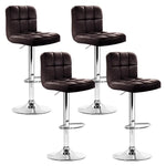 Artiss 4x Bar Stools Leather Gas Lift Brown - Furniture > Bar Stools & Chairs