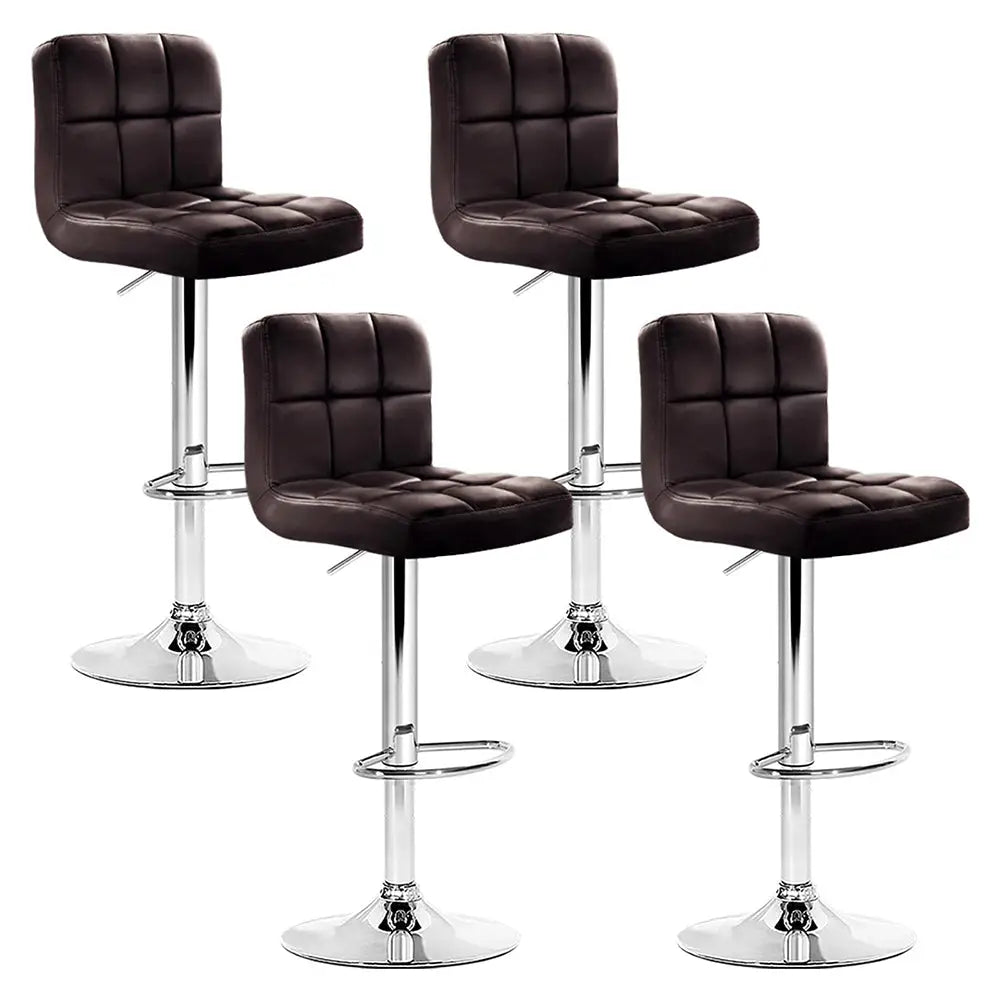 Artiss 4x Bar Stools Leather Gas Lift Brown - Furniture > Bar Stools & Chairs