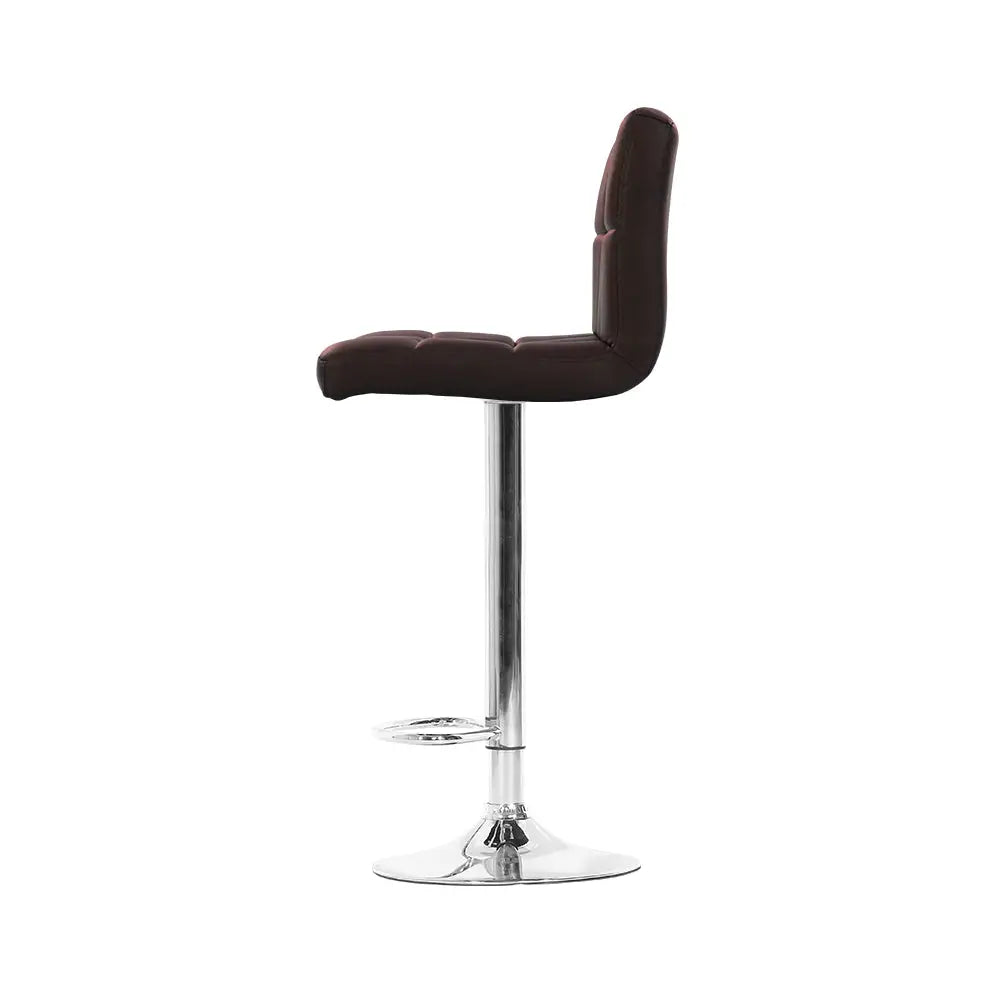 Artiss 4x Bar Stools Leather Gas Lift Brown - Furniture > Bar Stools & Chairs