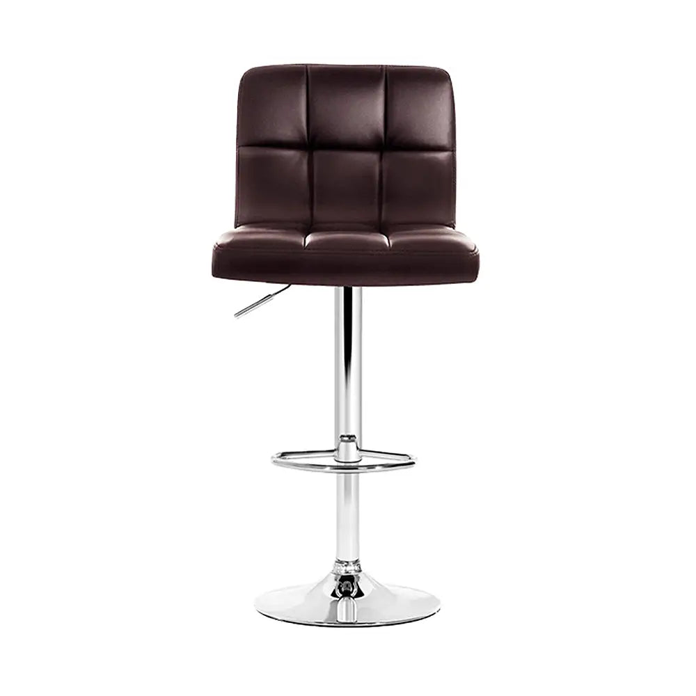 Artiss 4x Bar Stools Leather Gas Lift Brown - Furniture > Bar Stools & Chairs