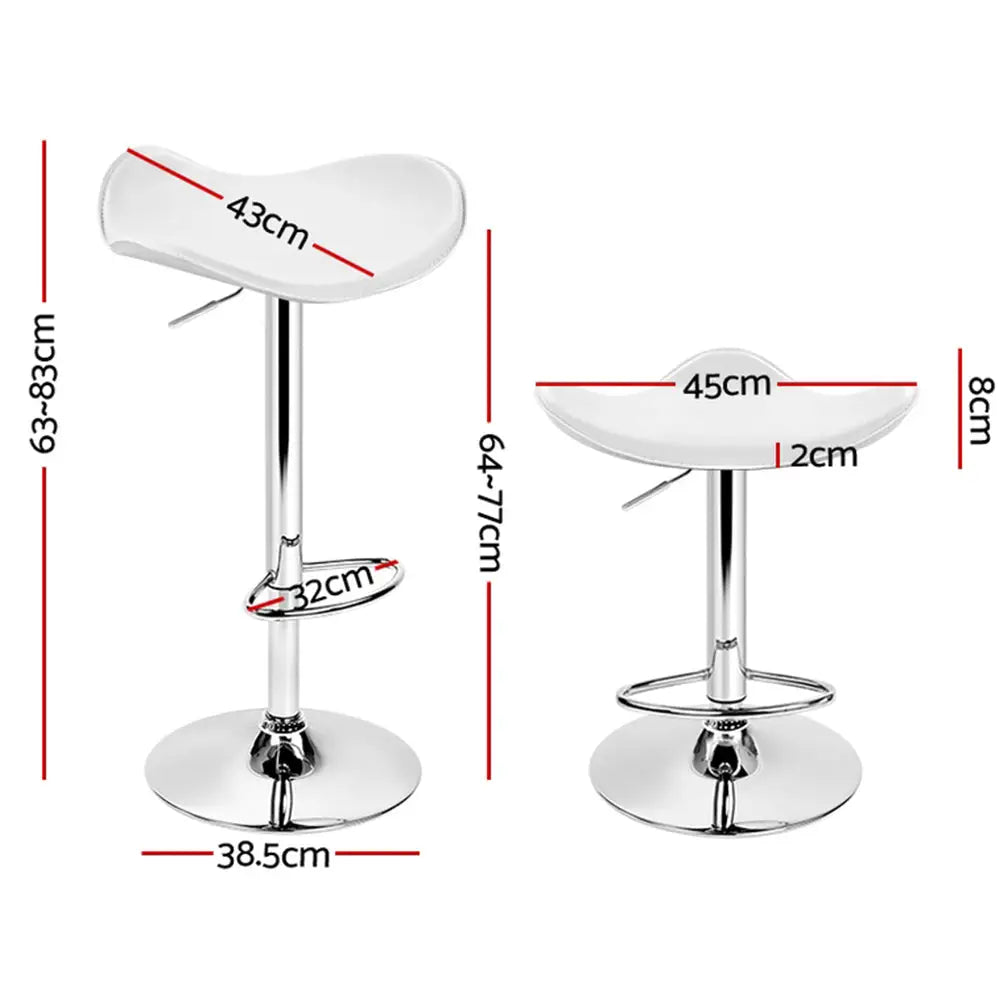 Artiss 4x Bar Stools Leather Gas Lift Chair White - Furniture > Bar Stools & Chairs