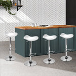 Artiss 4x Bar Stools Leather Gas Lift Chair White - Furniture > Bar Stools & Chairs