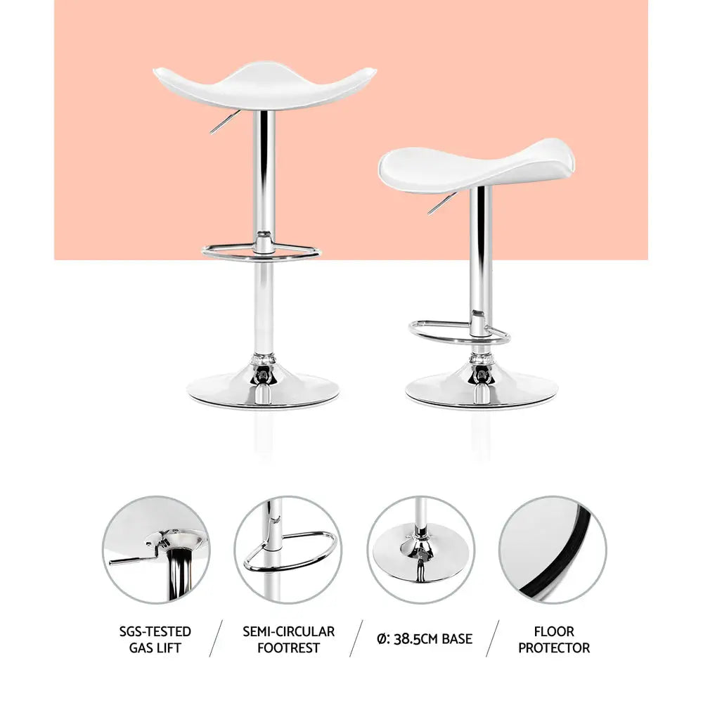 Artiss 4x Bar Stools Leather Gas Lift Chair White - Furniture > Bar Stools & Chairs