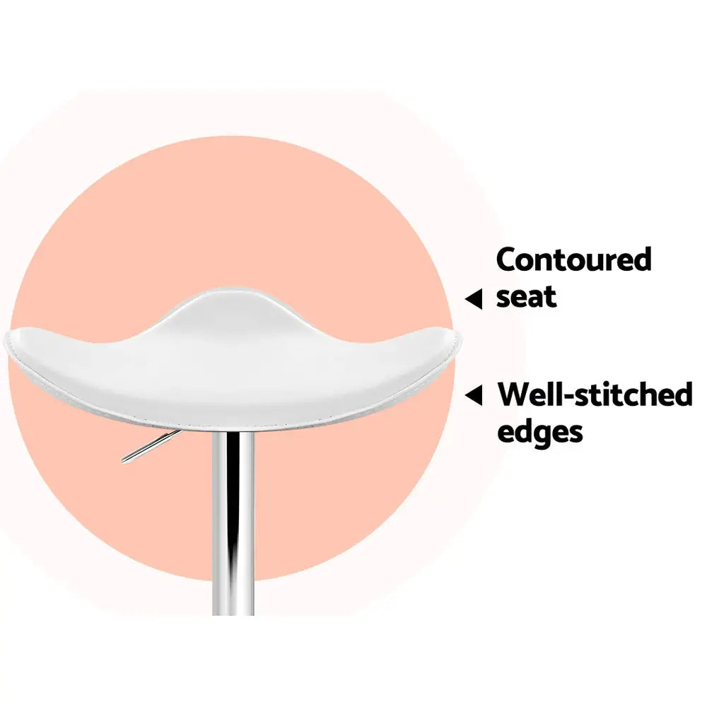 Artiss 4x Bar Stools Leather Gas Lift Chair White - Furniture > Bar Stools & Chairs