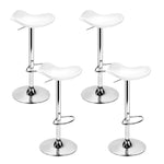 Artiss 4x Bar Stools Leather Gas Lift Chair White - Furniture > Bar Stools & Chairs