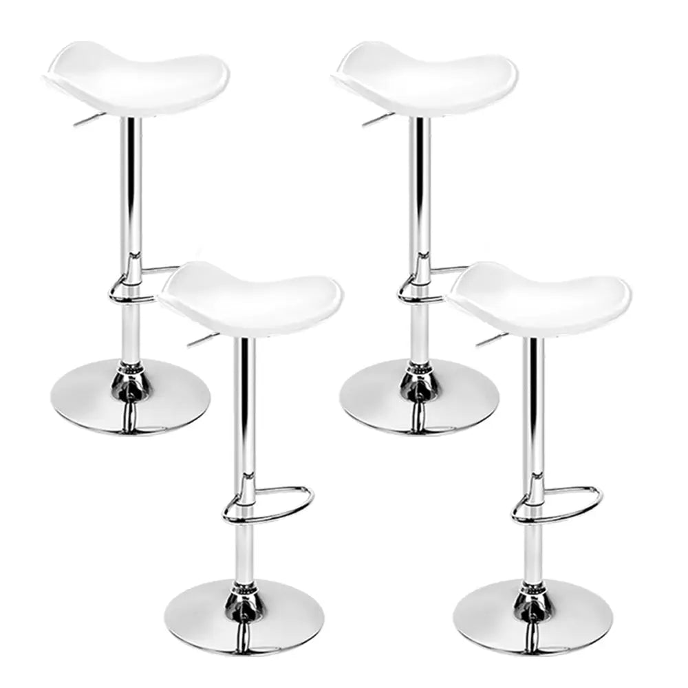 Artiss 4x Bar Stools Leather Gas Lift Chair White - Furniture > Bar Stools & Chairs