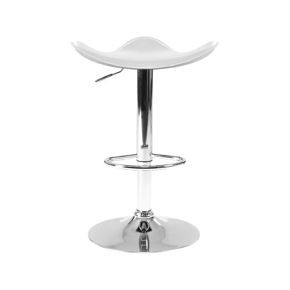 Artiss 4x Bar Stools Leather Gas Lift Chair White - Furniture > Bar Stools & Chairs