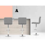 Artiss 4x Bar Stools Leather Gas Lift Grey - Furniture > Bar Stools & Chairs