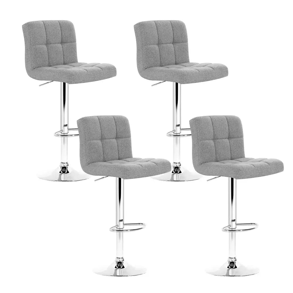 Artiss 4x Bar Stools Leather Gas Lift Grey - Furniture > Bar Stools & Chairs