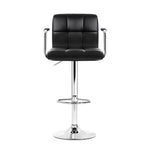 Artiss 4x Bar Stools Leather Gas Lift w/Armrest Black - Furniture > Bar Stools & Chairs