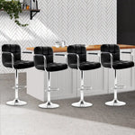 Artiss 4x Bar Stools Leather Gas Lift w/Armrest Black - Furniture > Bar Stools & Chairs