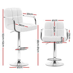 Artiss 4x Bar Stools Leather Gas Lift w/Armrest White - Furniture > Bar Stools & Chairs