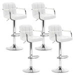 Artiss 4x Bar Stools Leather Gas Lift w/Armrest White - Furniture > Bar Stools & Chairs
