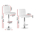 Artiss 4x Bar Stools Leather Gas Lift White - Furniture > Bar Stools & Chairs > Table & Bar Stools