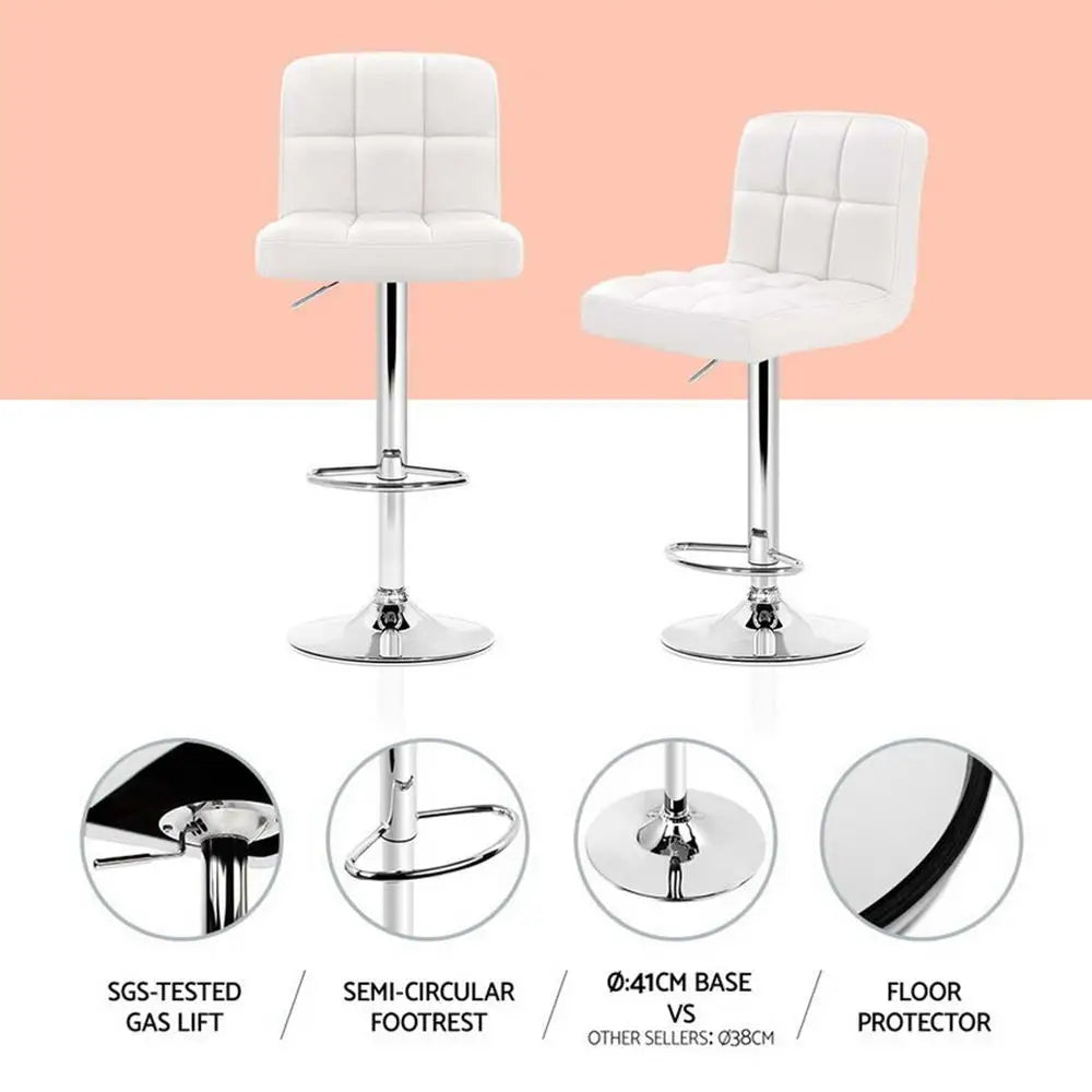Artiss 4x Bar Stools Leather Gas Lift White - Furniture > Bar Stools & Chairs > Table & Bar Stools