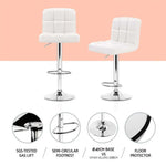 Artiss 4x Bar Stools Leather Gas Lift White - Furniture > Bar Stools & Chairs > Table & Bar Stools