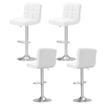 Artiss 4x Bar Stools Leather Gas Lift White - Furniture > Bar Stools & Chairs > Table & Bar Stools