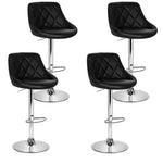 Artiss 4x Bar Stools Leather Padded Gas Lift Black - Furniture > Bar Stools & Chairs > Table & Bar Stools