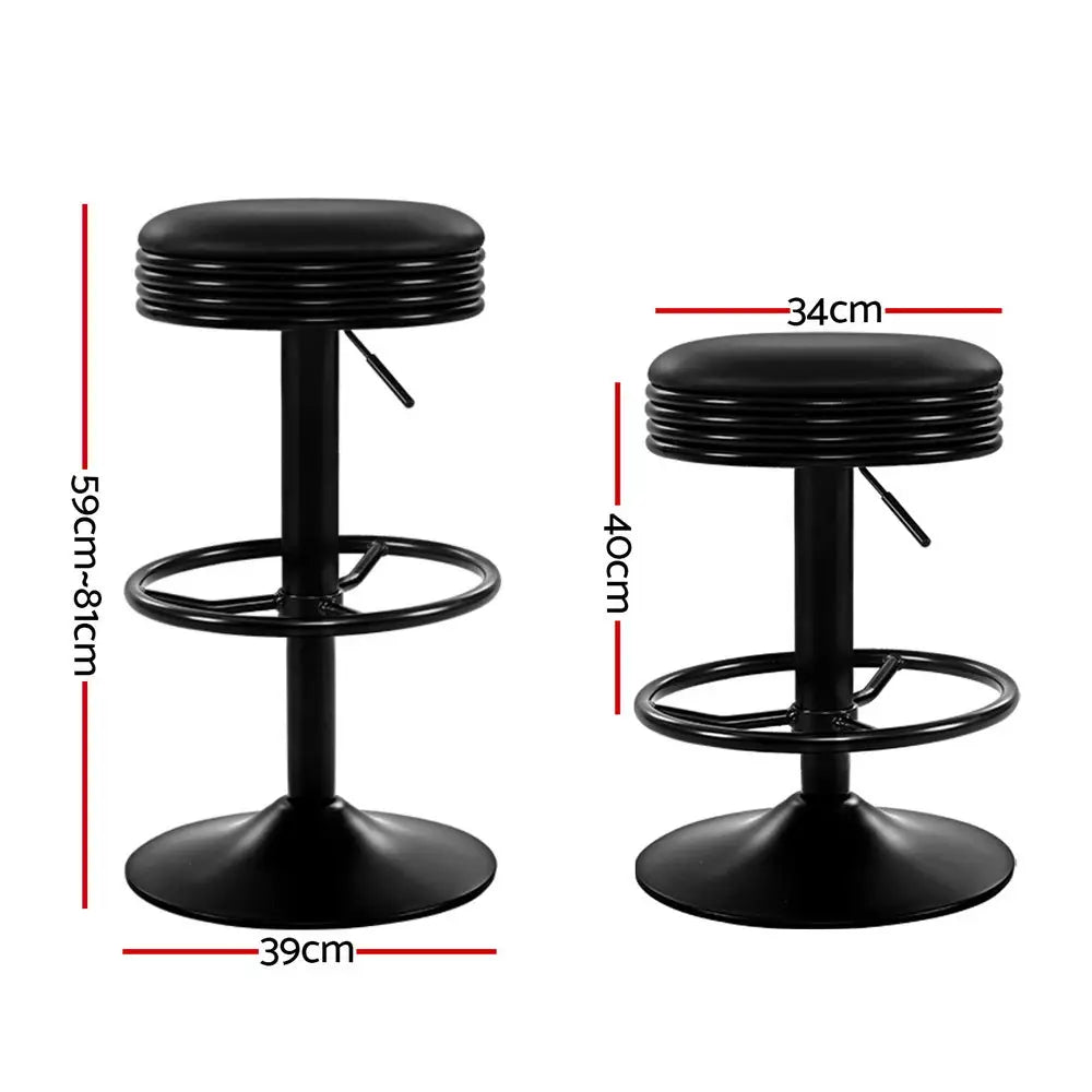 Artiss 4x Bar Stools Leather Padded Gas Lift - Black - Furniture > Bar Stools & Chairs > Massage Chairs