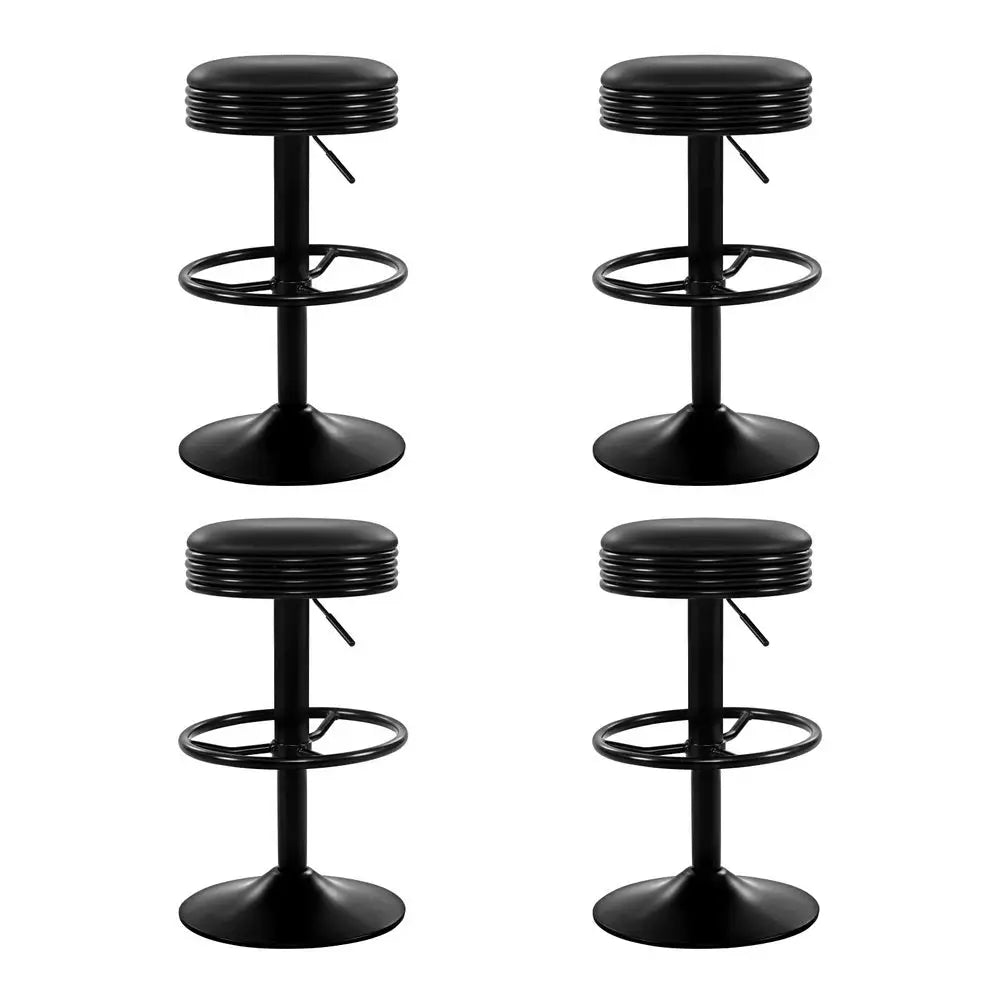 Artiss 4x Bar Stools Leather Padded Gas Lift - Black - Furniture > Bar Stools & Chairs > Massage Chairs