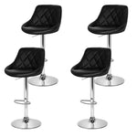 Artiss 4x Bar Stools Leather Padded Gas Lift Black - Furniture > Bar Stools & Chairs > Table & Bar Stools