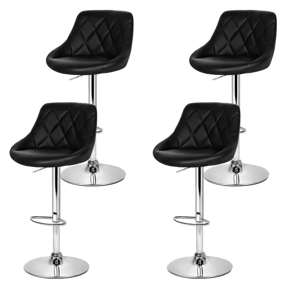 Artiss 4x Bar Stools Leather Padded Gas Lift Black - Furniture > Bar Stools & Chairs > Table & Bar Stools