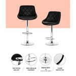 Artiss 4x Bar Stools Leather Padded Gas Lift Black - Furniture > Bar Stools & Chairs > Table & Bar Stools