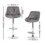 Artiss 4x Bar Stools Leather Padded Gas Lift Grey - Furniture > Bar Stools & Chairs