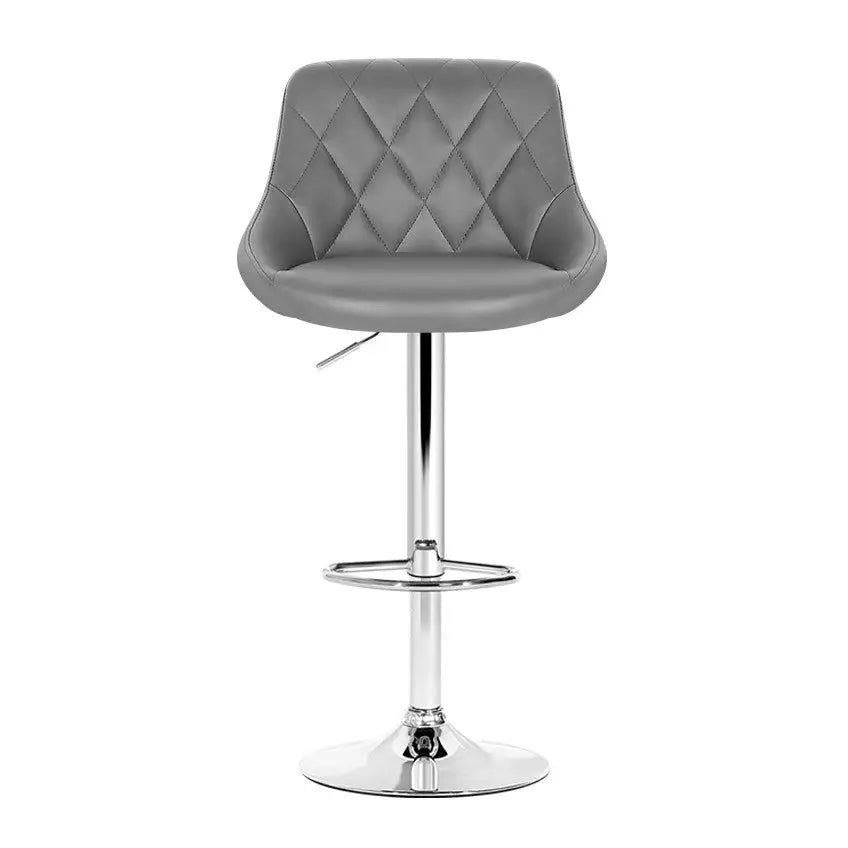 Artiss 4x Bar Stools Leather Padded Gas Lift Grey - Furniture > Bar Stools & Chairs