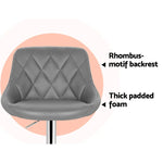 Artiss 4x Bar Stools Leather Padded Gas Lift Grey - Furniture > Bar Stools & Chairs