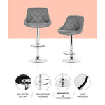 Artiss 4x Bar Stools Leather Padded Gas Lift Grey - Furniture > Bar Stools & Chairs