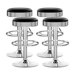 Artiss 4x Bar Stools Leather Padded Gas Lift Silver - Furniture > Bar Stools & Chairs