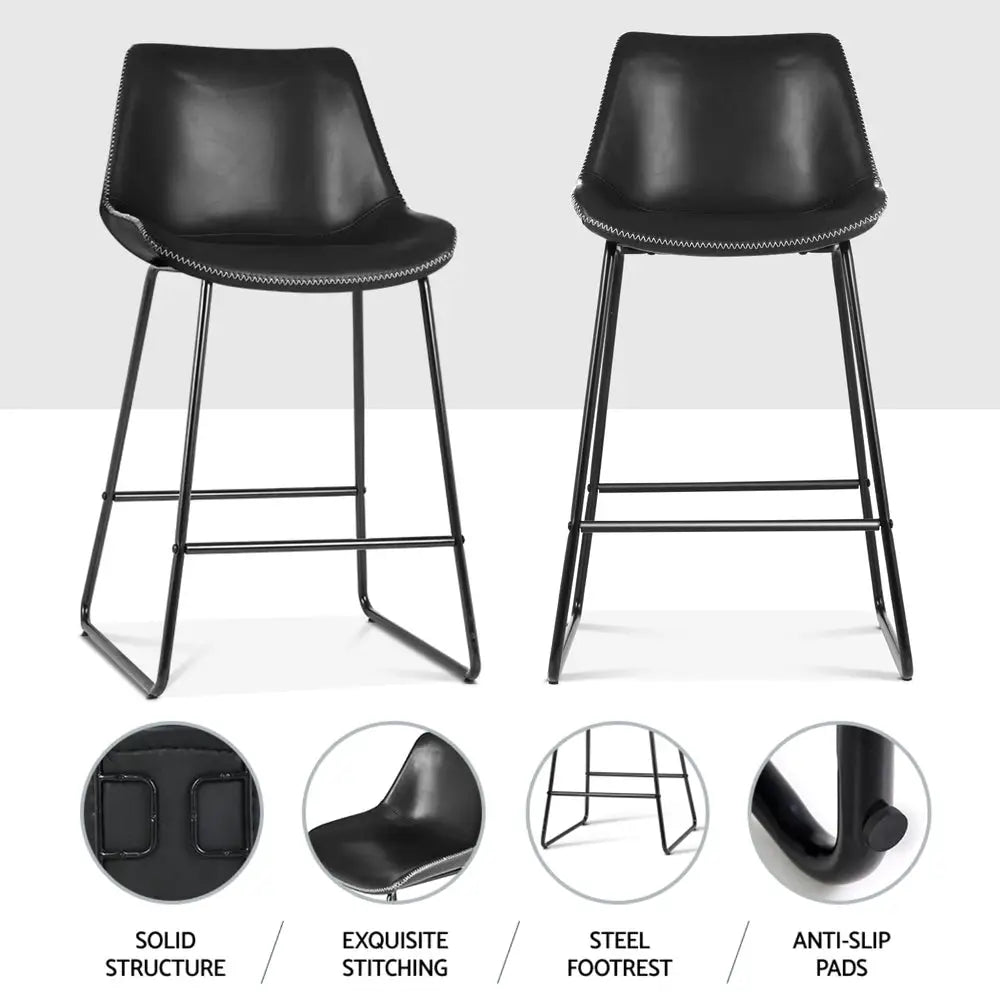 Artiss 4x Bar Stools Leather Padded Metal Legs Black - Furniture > Bar Stools & Chairs > Massage Chairs