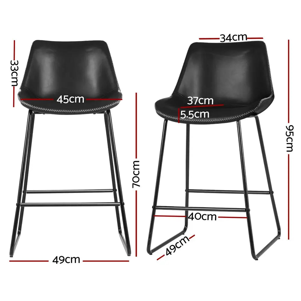 Artiss 4x Bar Stools Leather Padded Metal Legs Black - Furniture > Bar Stools & Chairs > Massage Chairs