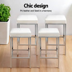 Artiss 4x Bar Stools Leather Padded Metal White - Furniture > Bar Stools & Chairs > Table & Bar Stools