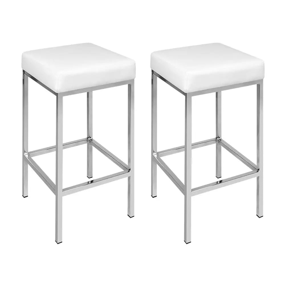 Artiss 4x Bar Stools Leather Padded Metal White - Furniture > Bar Stools & Chairs > Table & Bar Stools