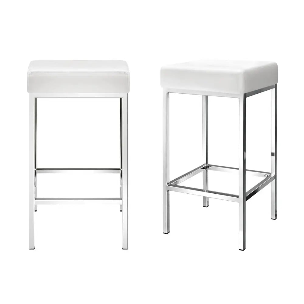 Artiss 4x Bar Stools Leather Padded Metal White - Furniture > Bar Stools & Chairs > Table & Bar Stools